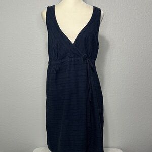 Patagonia Women's Island Hemp Crossover Dress Dark Blue Strappy Sun Dress 12